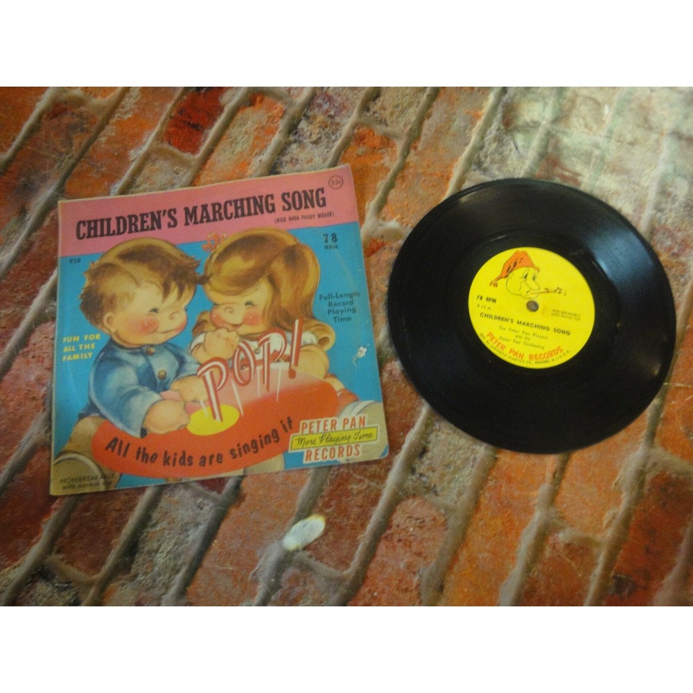 Vintage Childrens marching song Nick nack paddy whack 78RPM Peter pan records
